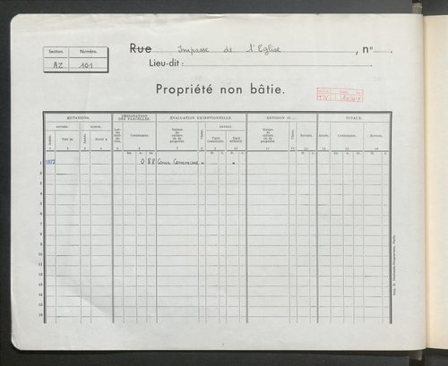 Section AZ (n° 101 à 304).