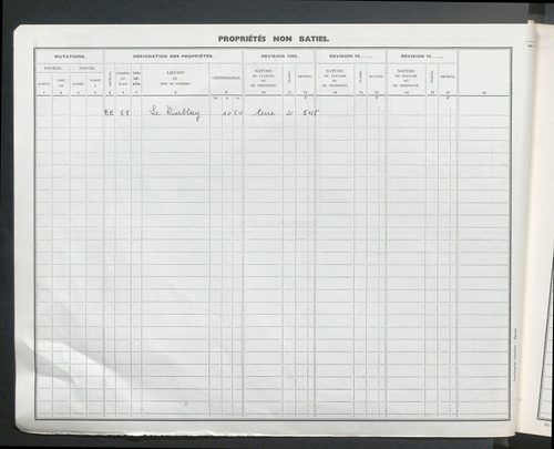 Matrice grise pour la partie dite "rurale" : table des comptes de la matrice ; comptes actifs personnes morales et A-Z ; comptes supprimés.
