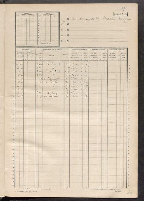 Matrice des propriétés non bâties, fol. 1001 à 1112.