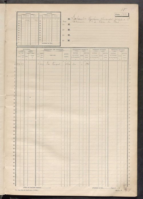 Matrice des propriétés non bâties, fol. 1001 à 1112.
