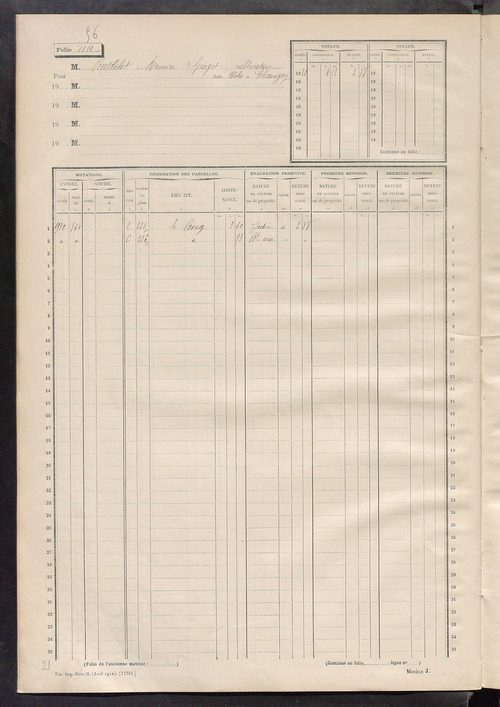 Matrice des propriétés non bâties, fol. 1001 à 1112.