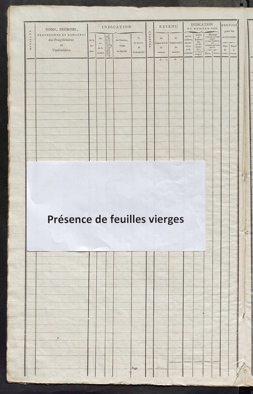 Commune de Sainte-Julitte, matrice de rôle pour la contribution foncière et celle des portes et fenêtres.