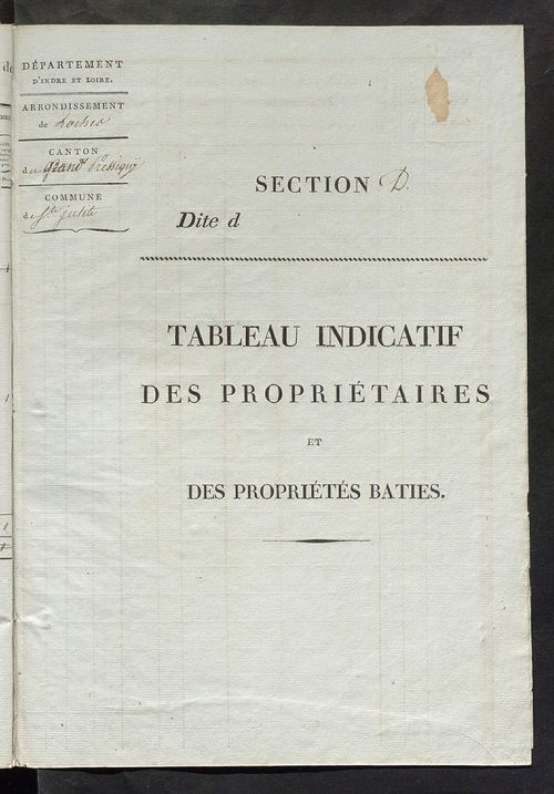 Commune de Sainte-Julitte, tableau indicatif des propriétaires et des propriétés bâties.