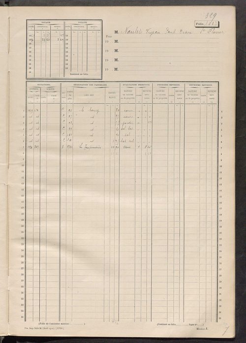 Matrice des propriétés non bâties, fol. 1001 à 1112.
