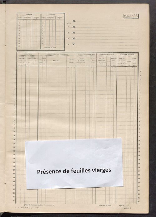 Matrice des propriétés non bâties, fol. 1001 à 1112.