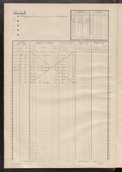 Matrice des propriétés non bâties, fol. 1001 à 1112.