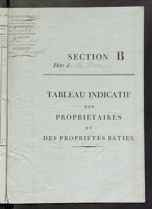 Tableau indicatif des propriétaires et des propriétés bâties.