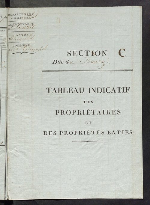 Tableau indicatif des propriétaires et des propriétés bâties.