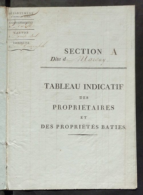 Tableau indicatif des propriétaires et des propriétés bâties.