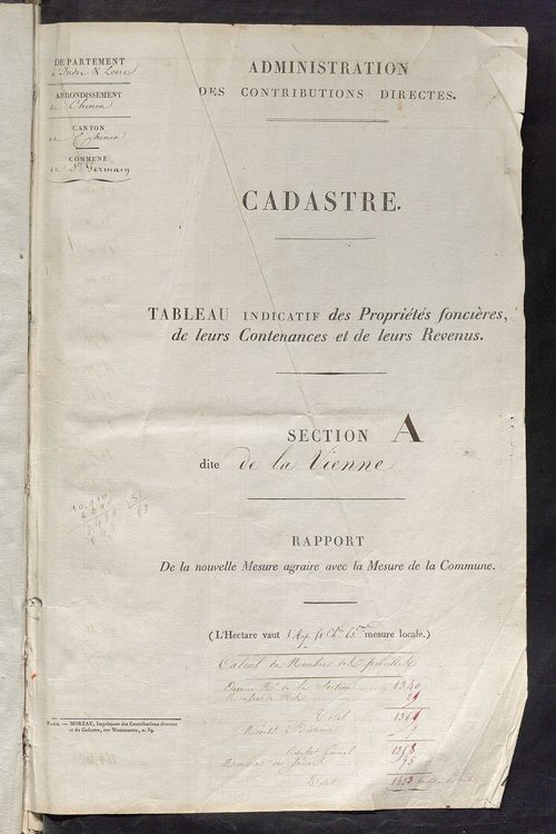 Etats de sections.