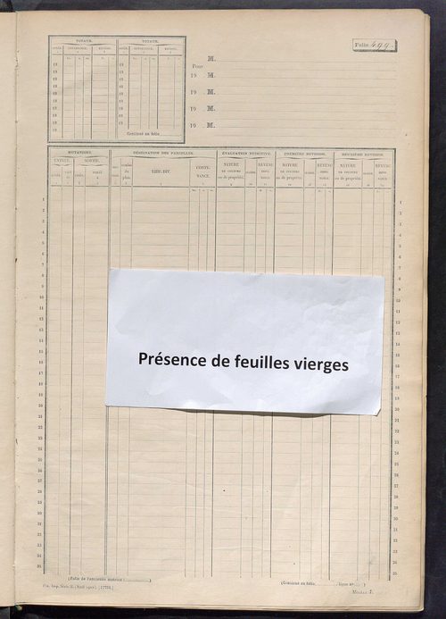 Matrice des propriétés non bâties, fol. 489 à 1088.