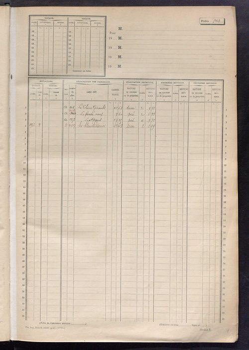 Matrice des propriétés non bâties, fol. 501 à 1102.