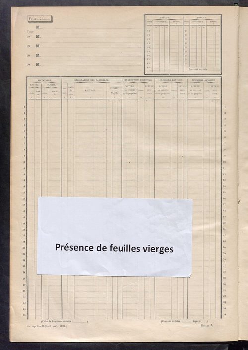 Matrice des propriétés non bâties, fol. 501 à 1102.