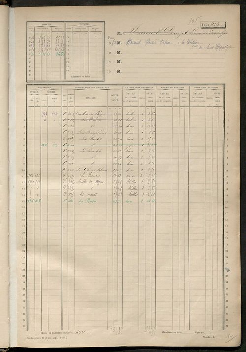 Matrice des propriétés non bâties, fol. 501 à 996.