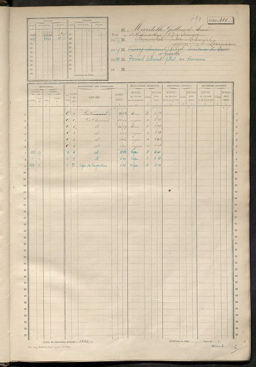 Matrice des propriétés non bâties, fol. 501 à 996.
