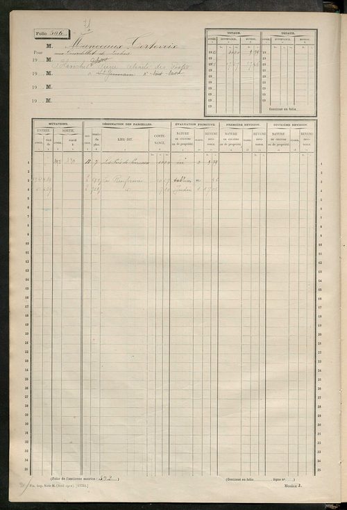 Matrice des propriétés non bâties, fol. 501 à 996.