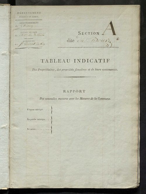 Etats de sections ; relevé des numéros de même nature de culture.