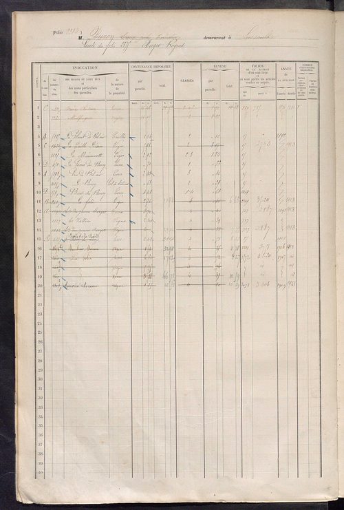 Matrice des propriétés foncières, fol. 2373 à 2772.