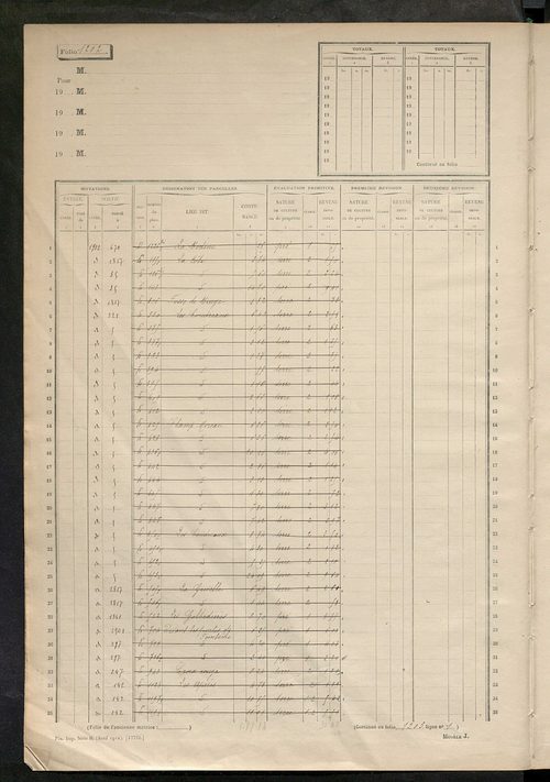Matrice des propriétés non bâties, fol. 1201 à 1804.