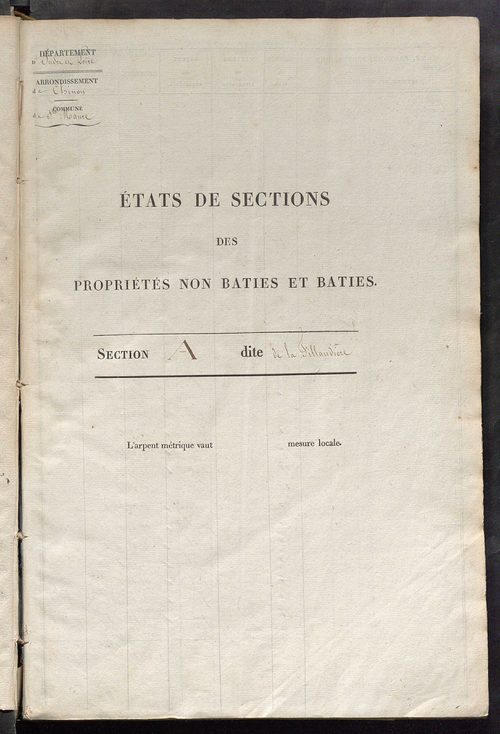Etats de sections des propriétés non bâties et bâties.