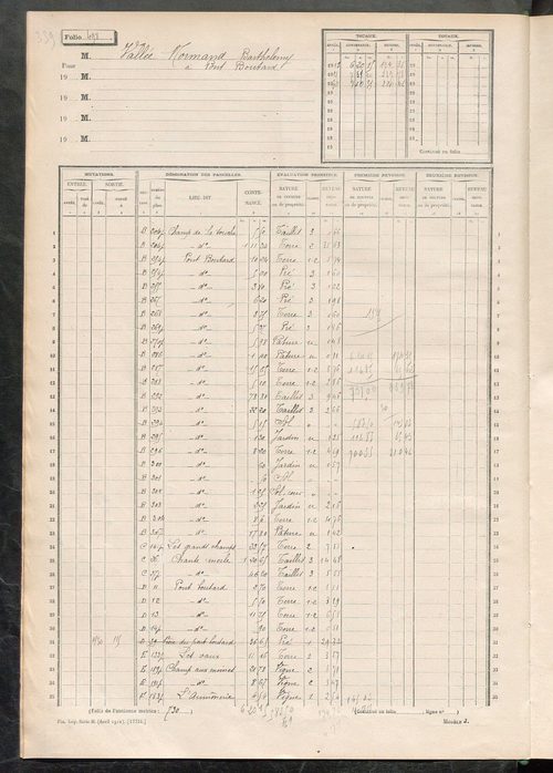Matrice des propriétés non bâties, fol. 493 à 645.