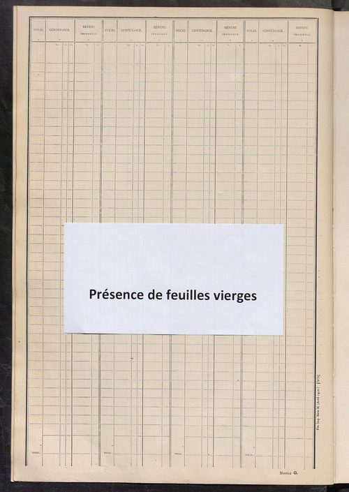 Tableau présentant les augmentations et les diminutions survenues dans la matière imposable ; récapitulation ; table alphabétique des propriétaires ; matrice des propriétés non bâties, fol. 1 à 492.