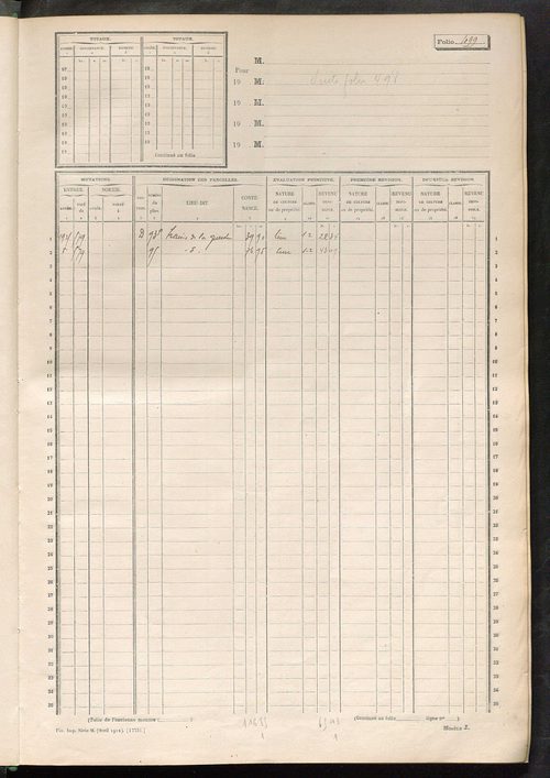 Matrice des propriétés non bâties, fol. 493 à 645.