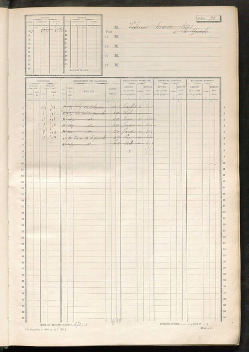 Matrice des propriétés non bâties, fol. 493 à 645.