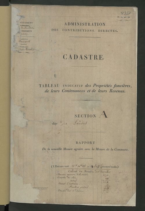 Etats de sections.
