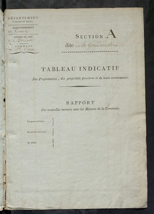 Etats de sections ; relevé des numéros de même nature de culture ; classement parcellaire et évaluation des revenus imposables des propriétés bâties, avec le nombre des portes et fenêtres.