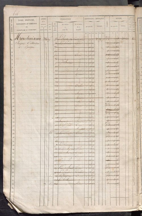 Matrice des propriétés foncières, fol. 601 à 1200.