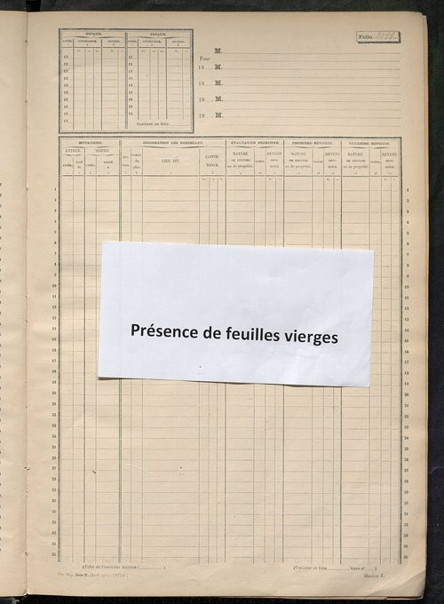 Matrice des propriétés non bâties, fol. 1093 à 1512.