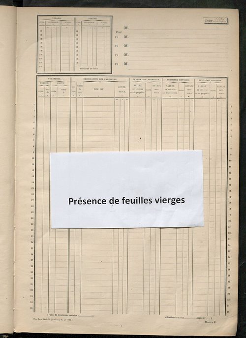 Matrice des propriétés non bâties, fol. 1093 à 1512.