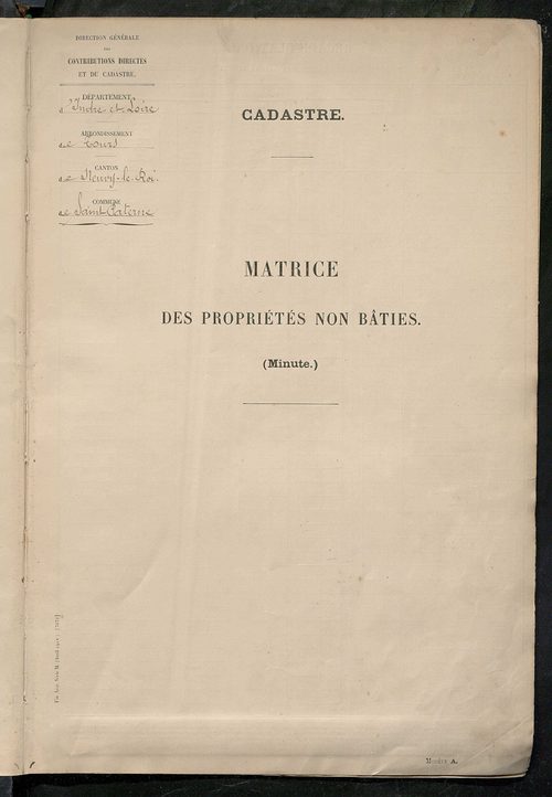 Tableau présentant les augmentations et les diminutions survenues dans la matière imposable ; récapitulation ; table alphabétique des propriétaires ; matrice des propriétés non bâties, fol. 1 à 488.