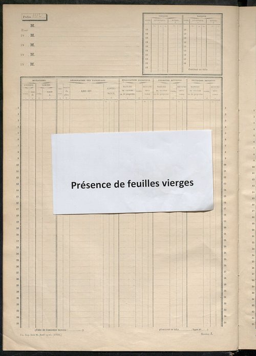 Matrice des propriétés non bâties, fol. 1093 à 1512.