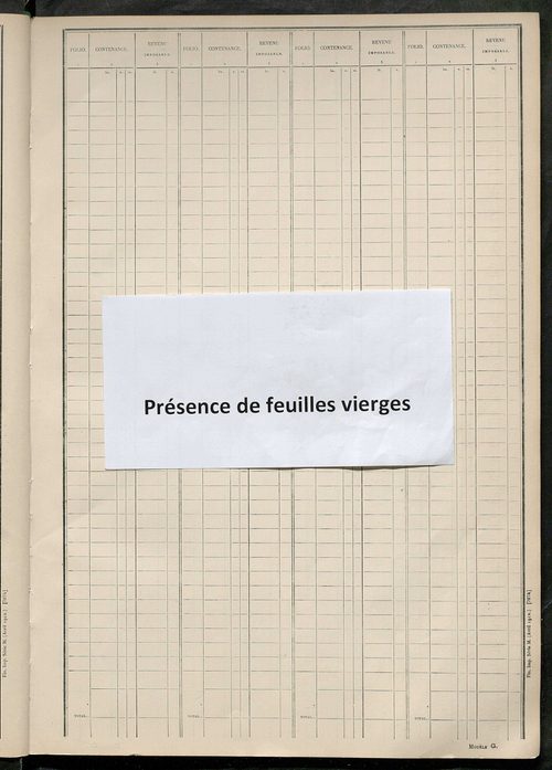 Tableau présentant les augmentations et les diminutions survenues dans la matière imposable ; récapitulation ; table alphabétique des propriétaires ; matrice des propriétés non bâties, fol. 1 à 500.