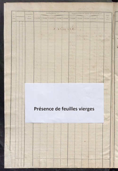 Relevé des numéros de propriétés non bâties de même nature ; relevé des propriétés bâties ; récapitulation de la contenance et du revenu imposables des propriétés.