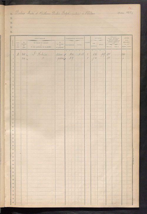 Augmentations et diminutions, 1912-1914 ; matrice des propriétés foncières, fol. 1059 à 1299 ; table alphabétique des propriétaires.