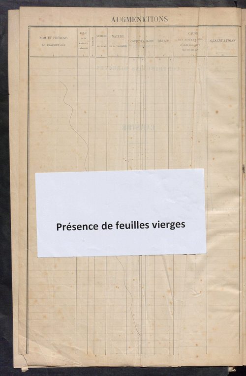Augmentations et diminutions, 1912-1914 ; matrice des propriétés foncières, fol. 1059 à 1299 ; table alphabétique des propriétaires.