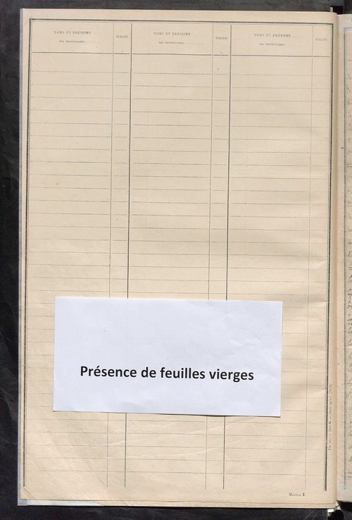 Récapitulation; table alphabétique des propriétaires ; matrice des propriétés bâties, cases 1 à 928.