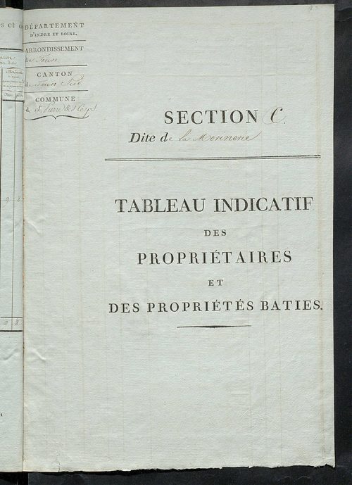 Tableau indicatif des propriétaires et des propriétés bâties.