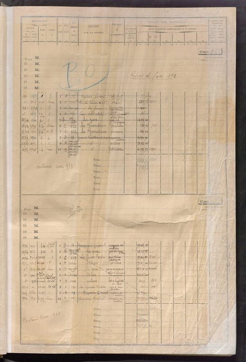 Matrice des propriétés bâties, cases 929 à 2451 ; table alphabétique des propriétaires.