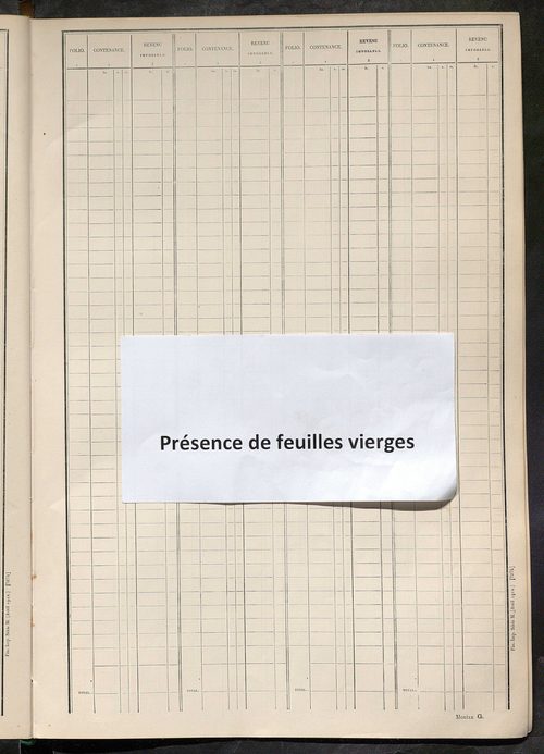 Tableau présentant les augmentations et les diminutions survenues dans la matière imposable ; récapitulation ; table alphabétique des propriétaires ; matrice des propriétés non bâties, fol. 1 à 500.