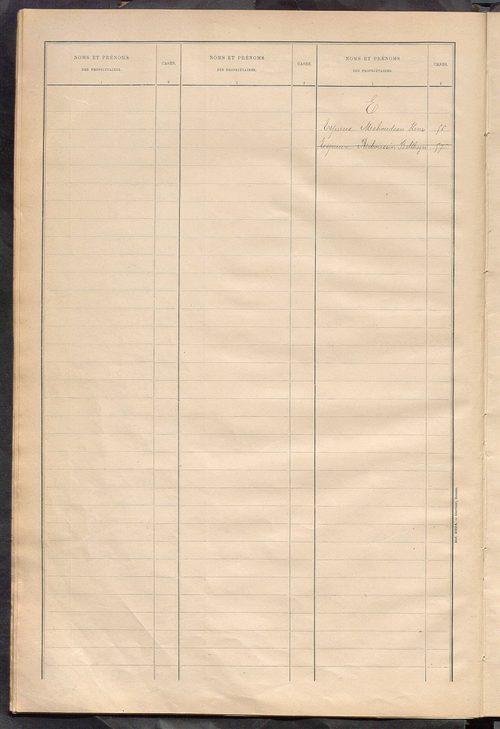Matrice des propriétés bâties ; récapitulation ; table alphabétique des propriétaires.