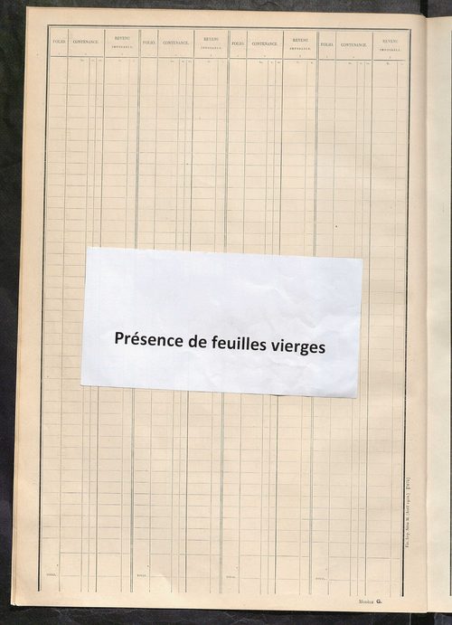 Tableau présentant les augmentations et les diminutions survenues dans la matière imposable ; récapitulation ; table alphabétique des propriétaires ; matrice des propriétés non bâties, fol. 1 à 500.