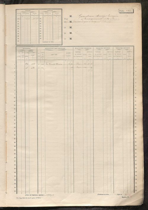 Matrice des propriétés non bâties, fol. 489 à 1088.