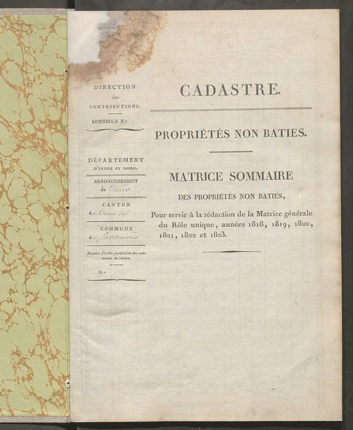 Matrice sommaire des propriétés non bâties, pour servir à la rédaction de la matrice générale du rôle unique.