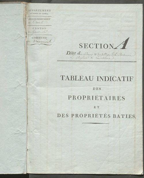 Tableau indicatif des propriétaires et des propriétés bâties.