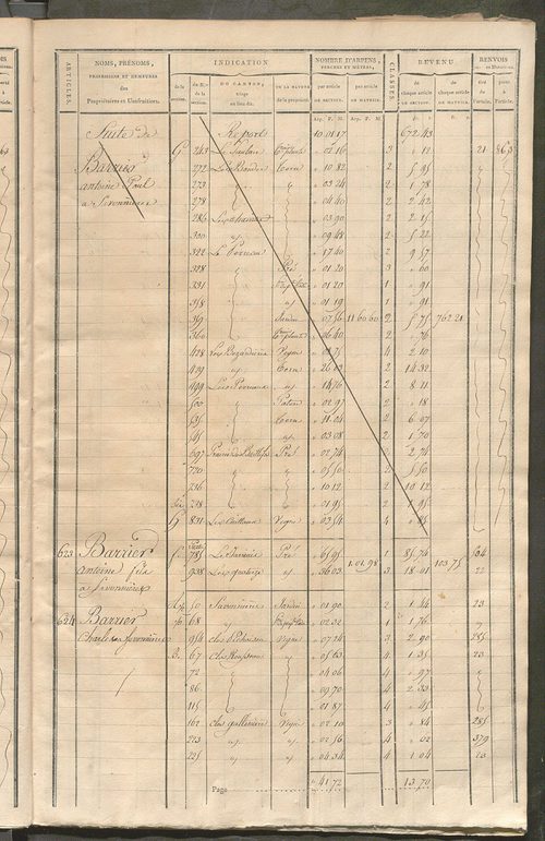 Matrice de rôle pour la contribution cadastrale, art. 619 à 973.