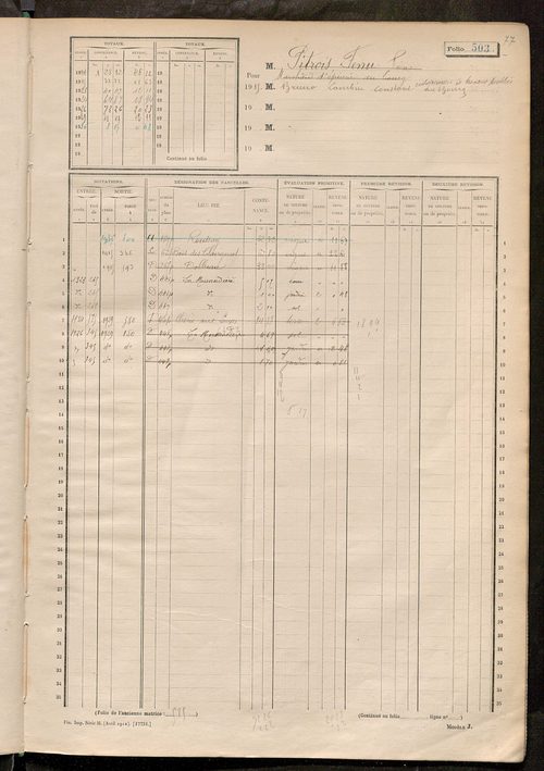 Matrice des propriétés non bâties, fol. 499 à 800.